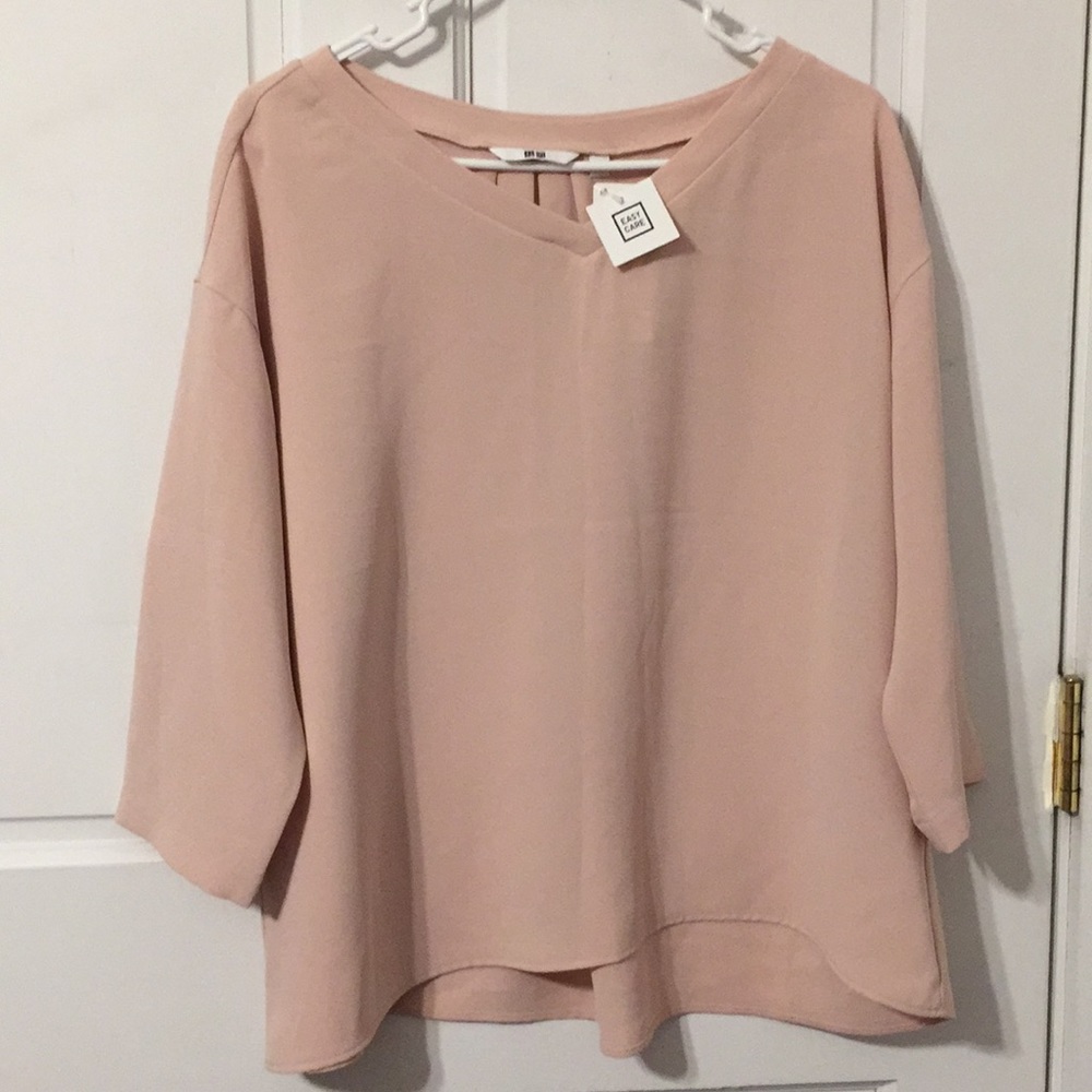 Uniqlo women drape 3/4 sleeve blouse